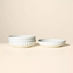 4pk 25oz Scalloped Edge Stoneware Pasta/Grain Bowl Cream- Hearth & Hand Magnolia